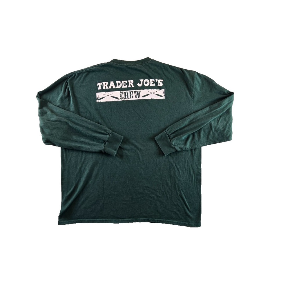 Trader Joe's Limited Crew T-shirt Mens 2XL Green Long Sleeve Rare Non-Hibiscus
